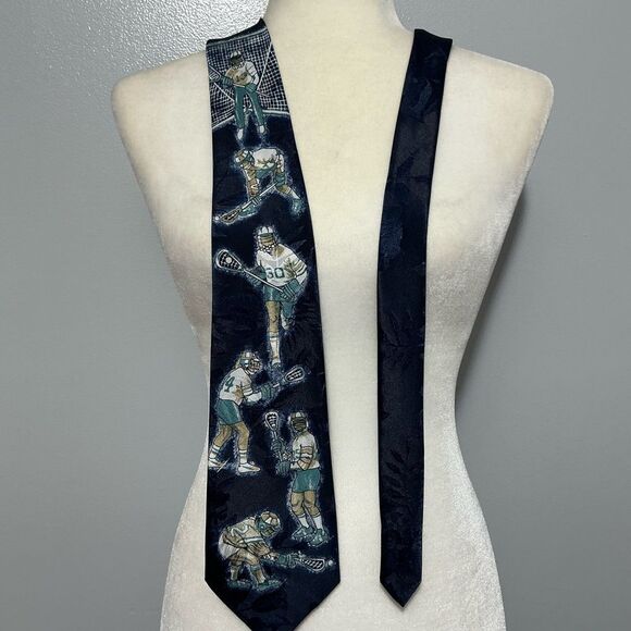 Gianfranco Black Silk Neck Tie Field Hockey - Picture 1 of 5